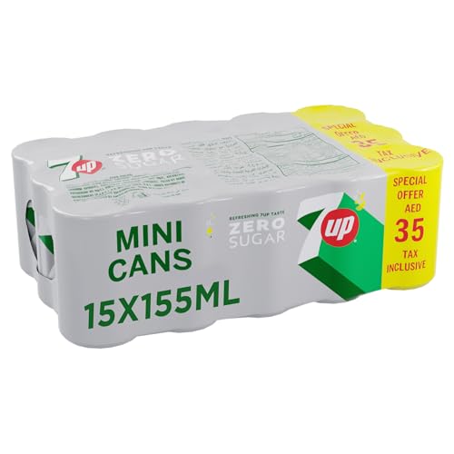 7Up Free Carbonated Soft Drink, Mini Cans, 155 ml X 15