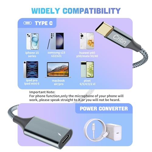 Critin USB C to Light-ning Adapter for iPhone 16/15, iPad Pro/Air 5th, MacBook Pro, Type-C Male to Light-ning Female Converter Support Charging & Fast Data Transfer (No Audio Support) - Image 4