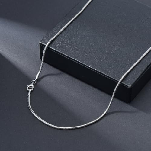 Dacc & Aya Authentic 925 Sterling Silver Snake Chain for Men & Women Diamond Cut Sterling Silver Round Chain with Lobster-Claw Clasp, Sturdy and Shiny 1/1.5/2/3mm, 16-26 Inch3