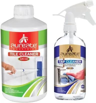 Image of Aureate Heavy Duty Tile Cleaner For Tiles & Ceramics & Tap Cleaner For Faucets & Bathroom Fittings Combo Pack (Lime Fragrance 1 L, 500 ml)