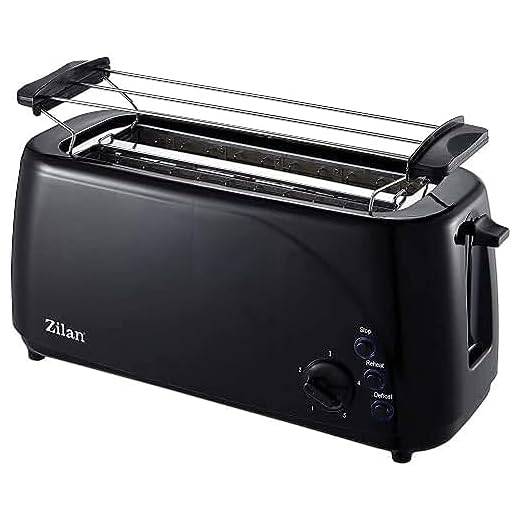 Tostadora Ranura Larga | 4 discos Toast Automat | XXL tostadora | 1400 W, 5 niveles de bronceado regulador | bollos | Función de Descongelado | krümmel cajón | Negro |