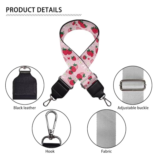 Image of Coldinair Cute Strawberry Purse Straps Replacement Wide Crossbody Bag Strap Adjustable Wide Guitar Straps for Handbags Luggage Strap