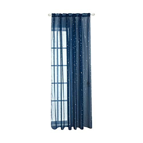 Tende Cameretta Bambini, 100 x 270 cm Tende Cameretta Bambino Per Finestra in Voile Romantico Glitter Tulle Trattamenti Finestra per Bambini ragazze camera da letto soggiorno (1 pezzo, blu)
