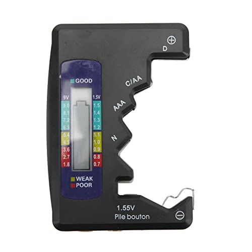 Analogue Battery Tester Universal D C N AAA 9V 1.5V Button Cell Analyzer Digital Battery Capacity Gauge Tester Household Battery Tester (Black)