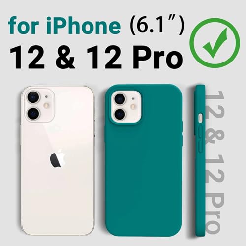 Image of Premium Liquid Silicone Case for iPhone 12 & 12 Pro - Slim Full Body Protective Back Cover with Soft Microfiber Lining, Anti-Slip Grip Scratch Resistant Phone Case(Teal)
