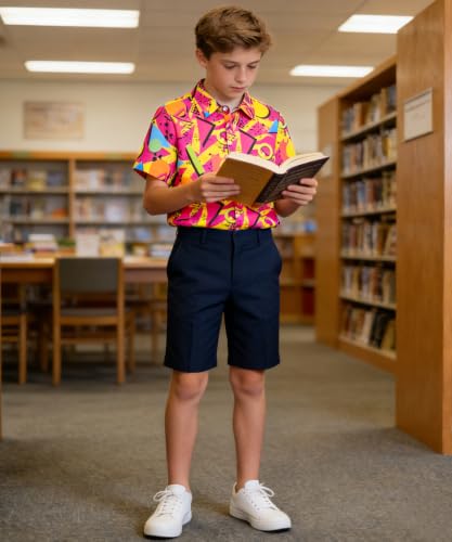 Image of uideazone Boys Novelty Print Short Sleeve Button Down Hawaiian Shirt 5-14Y