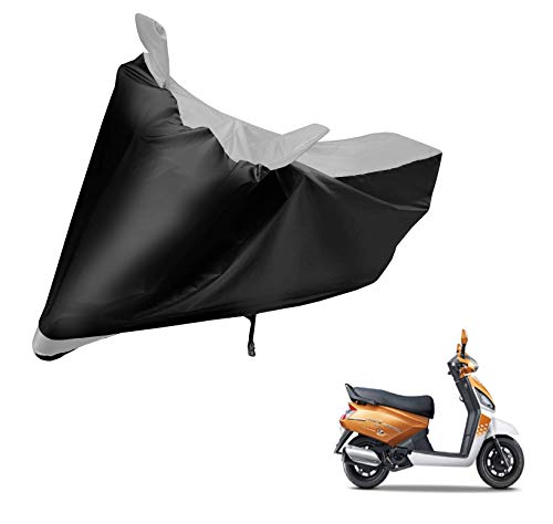 Image of Auto Hub Scooty Cover Compatible with Gusto with Mirror Pocket, Dustproof, Heat Resistant, Triple Stitched, Gusto Scooty Cover- Black, Silver