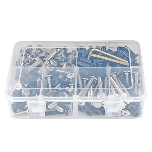 Pgmj 100 Set M6 Binding Screws Posts Countersunk Rivet Socket Cap Connecting Bolts Cap Nuts Assortment Kit For Baby Bed Furniture,Leather Saddles Purses Belt Repair (100 Set Mix) #TOP2