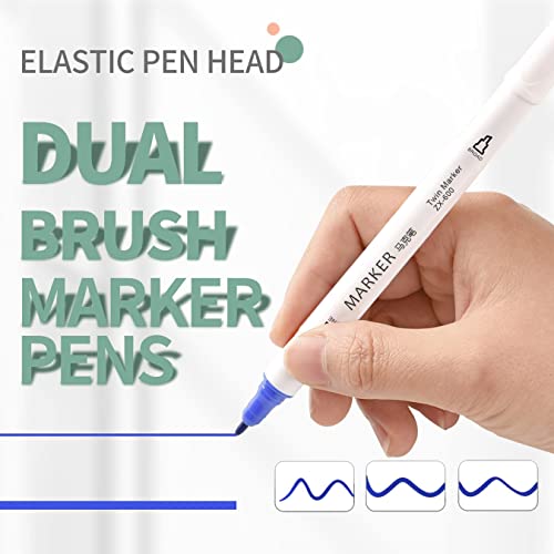 Image of Lakeer 48 Colours Dual Tip Alcohol Based Art Markers, Fine and Broad Chisel Tip Sketch Pens, Permanent Blendable Ink with Carrying Case for Painting, Sketching, Calligraphy and Coloring Books | Dual Tip Art Marker