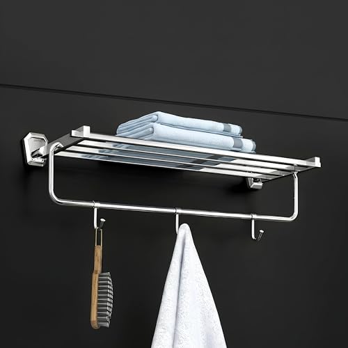 Image of Plantex Towel Rack for Bathroom /304 Grade Stainless Steel Towel Stand /24 Inch Towel Hanger /Towel Holder /Bathroom Accessories - Pack of 1 (PM-2401, Chrome)