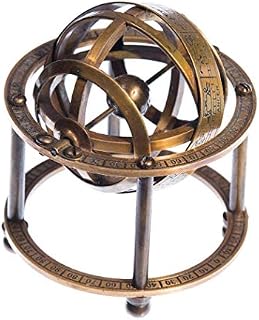 Humaira Nautical Brass Armillary Sphere with Stand, 9 cm High - Steampunk, Pirate or Vintage Decoration