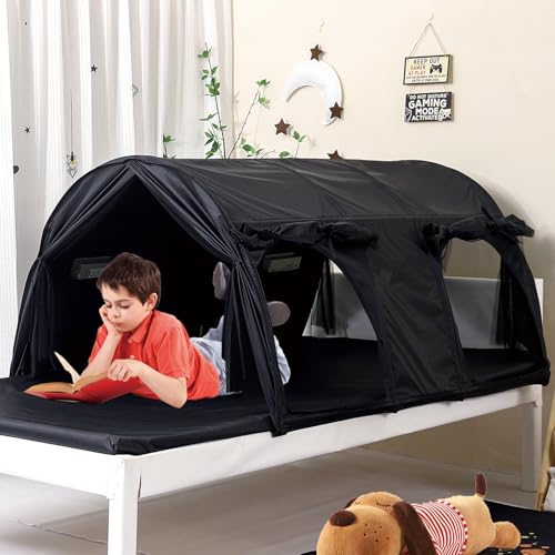 Sensory Bed Tent for Kids, Lucky Castle Black-Out Bed Tent for Children with Autism, ADHD, SPD- Calm Down Corner Helps Kids Relax, Reduce Anxiety & Improve Focus- PlayTent with Door & Window