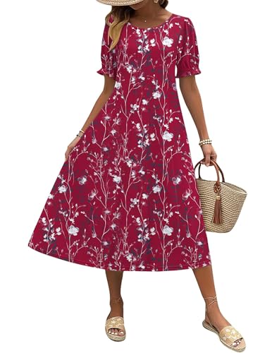 Zeagoo Summer Dress for Women Midi Spring Dresses Modest Tea