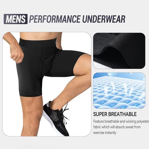 Men's Cotton Boxer Briefs - Soft Breathable Underwear, Regular Long Leg(S-XXL)4