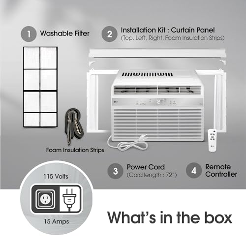 LG 6000 BTU Window Air Conditioner[2024 New] Remote Control, WiFi Enabled works with LG ThinQ, Alexa, Hey Google, Washable Filer Ultra-Quiet Cools Small Room up to 250 Sq.Ft AC Unit White LW6024RSMX - image 7