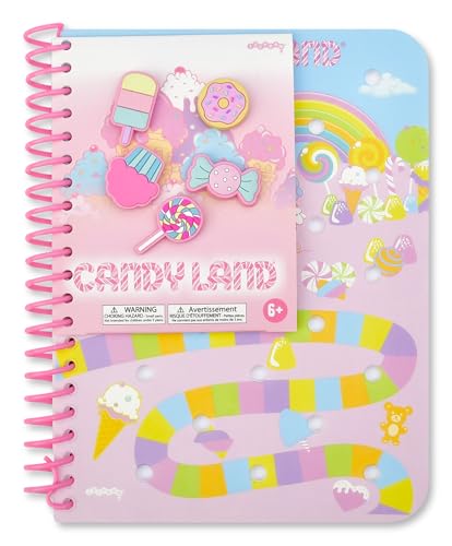 iscream Candy Land Game Soft Touch Cover Spiral-Bound Lined-Page 7" Charm Journal with 5 Charms
