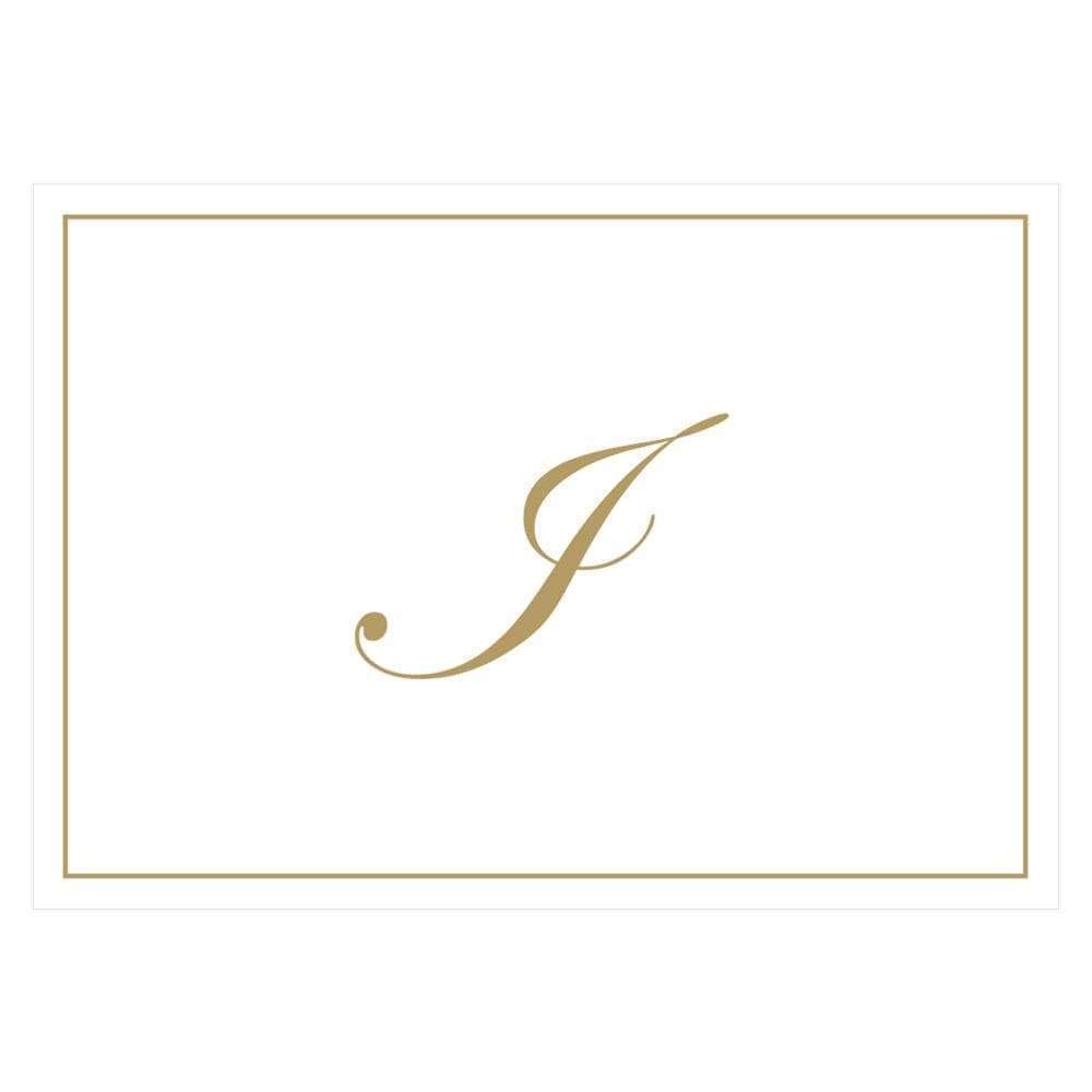 Caspari Gold Embossed Initials Boxed Note Cards in Letter I, 16 Cards &amp; Envelopes