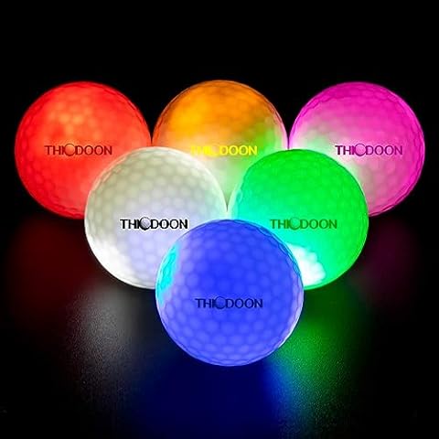 THIODOON New Glow Dark Golf Ball Glow Golf Balls Resettable Time LED Golf Ball Light up Golf Ball Night Golf Balls Luminous Golf Balls 6 Colors for Your Choice Cover