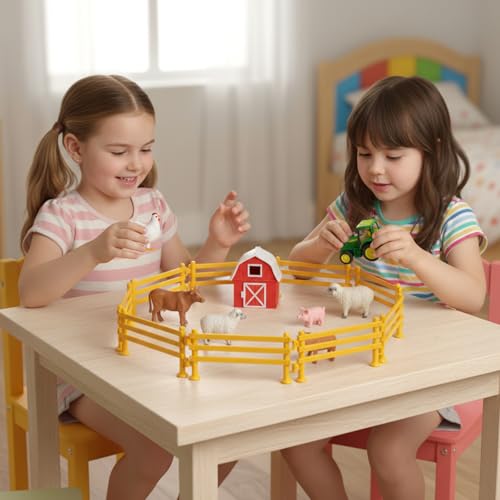 Schleich Zaun, 80 Stück Miniatur Zaun für Kinder, DIY Farm Szenen, Kreatives Spielzeug, Lernspielzeug für Kinder ab 3 Jahren, Eltern-Kind Interaktion, Mini Zaun Set