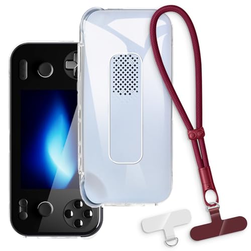 OAGELIM 2-in-1�ی�P�[�X�ƃ��X�g�X�g���b�v Ayaneo Pocket S Mini �Ƃ̌݊������� ���O���\�ȃ��j���[�h�t���d�b�J�o�[�A����~�ߕ����h�~�O���b�v�n���h�� (�N���A + ���b�h)