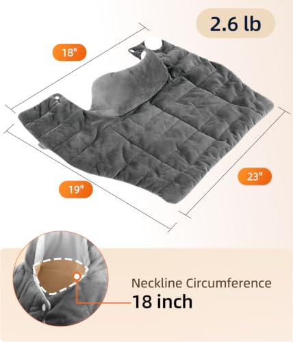 Image of Comfytemp Heating Pad for Neck and Shoulders and Back, 2.6lb Weighted Electric Heat Pad, Large Heated Wrap, 9 Heat Settings & 11 Timer, Birthday Gifts for Women Men Mom Dad, Gray