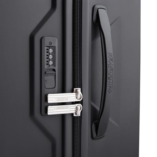 Image of American Tourister Qubiz | Check-in Trolley Bag (80 cm) | 360 8 Wheel Travel Luggage | Hard Case Polypropylene Suitcase | Recessed Combination Lock | Black /Dark Olive