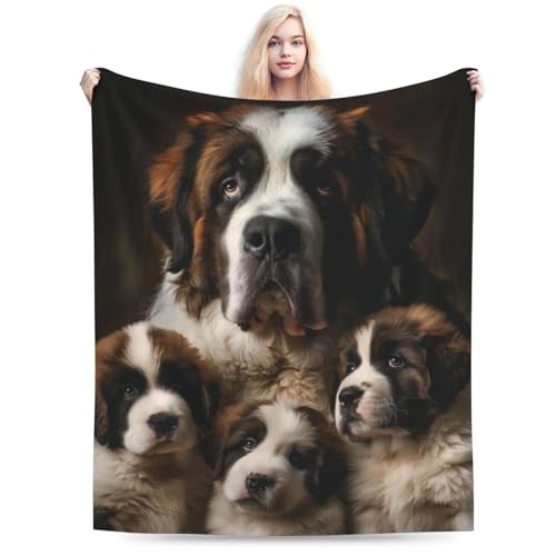 Qycazzw Saint Bernard Blanket Gifts for Women Girls Kids Dog Lovers, Puppy Flannel Blankets, Warm...
