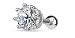 Vintage Victorian Antique Style 8 Prong Set CZ Tragus Barbell 316L Surgical Steel Cartilage Bar Helix Piercing 16g (Clear)