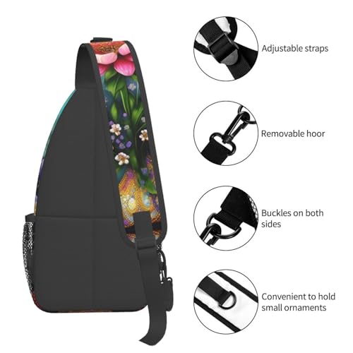 Mochila bandolera urbana floral ligera 2L miniatura 5