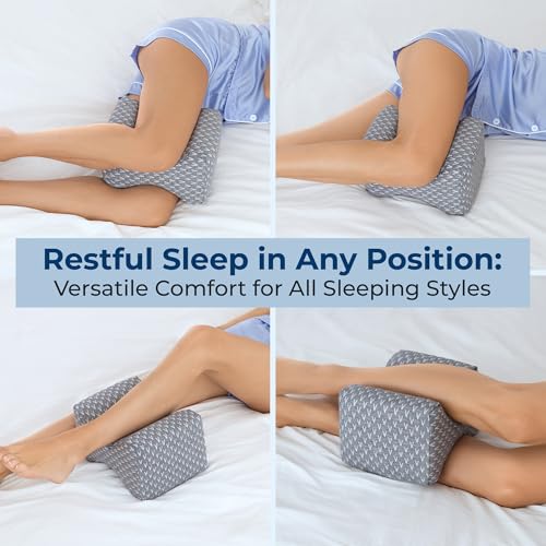 Image of 5 STARS UNITED Knee Pillow for Side Sleepers - Hip Pain Relief, Memory Foam Leg Cushion for Side Sleeping - Between Legs Pillow for Sciatica & Lower Back Pain, Gray (Pack of 2)