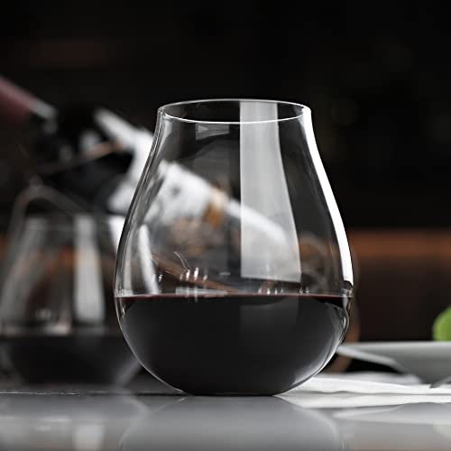 Luxu Wine Glasses(22 Fl.oz) With No Stem,Luxury Crystal Red & White Wine Glasses Set Of 2,Hand Blown,New World Designed Goblet,Large Water Juice Glasses,Perfect Drinking Tumblers For Any Occasion #TOP1