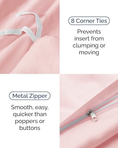 Image of Duvet Cover Twin /Twin XL Size Set - Extra Soft Twin /Twin XL Duvet Cover 68 inch x 90 inch with 1 Pillow Sham for Women, Men, Kids & Teens - Comfy, Easy-Care & Fade Free w / Zipper Closures & Ties (Baby Pink)