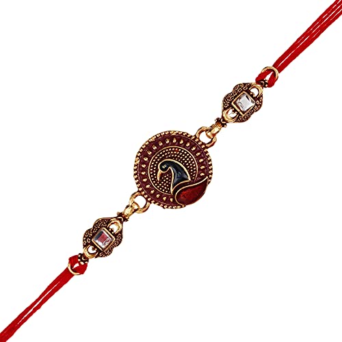 Image of eCraftIndia Designer Bracelet Religious Rakhi, Brown::Gold, One Size
