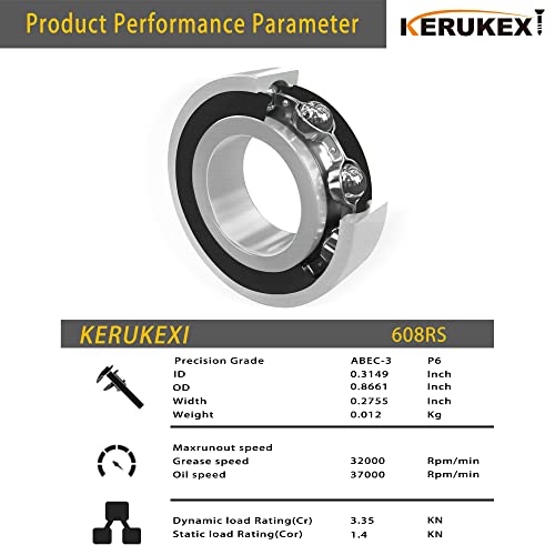 22 Pcs 608 Rs Skate Bearings 8Mmx22Mmx7Mm Made Of Chrome Steel With Dual Rubber Seals For Roller Skates Skateboards Scooters, 3D Print Filament, Fan Motors,Air Conditioner Deep Groove Ball Bearings #TOP1