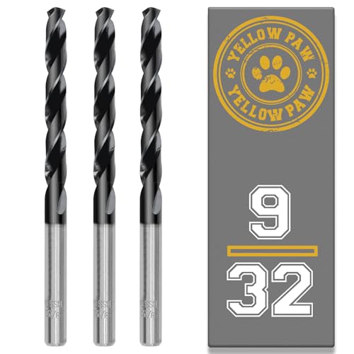9/32 Inch Drill Bit (3 Pack) Industrial Grade M35 Cobalt Titanium Aluminum Nitrite - 9/32 Diameter & Total Length of 4 with Working Length of 2-3/4 Easily Drill Into Metal Steel & Aluminum
