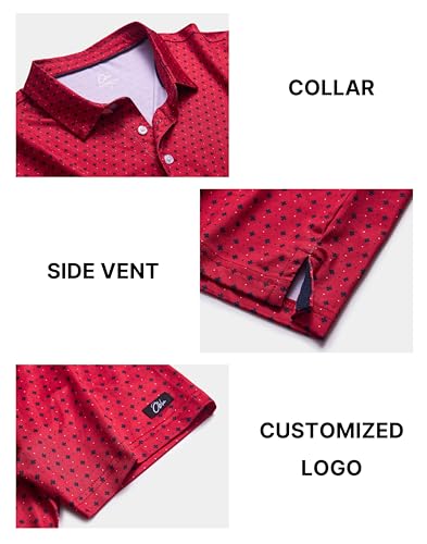 Image of Obla Mens Golf Polo Shirts Short Sleeve Dry Fit Performance Moisture Wicking Casual Print Collared Golf Shirts for Men
