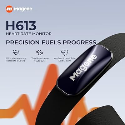 Magene H613 Heart Rate Monitor Chest Strap with Precise Tracking, Bluetooth & ANT+ Connectivity, 17h Offline Storage, IPX7 Waterproof, Multi-Color Heart Rate Zone Indicator for Cycling, Running, Yoga