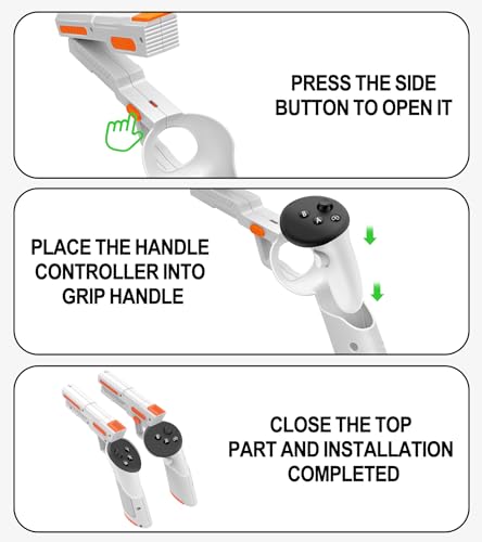 YRXVW Weighted PistoI Grip VR Stock Controller Accessories for Oculus Quest 3, Controller Grips, Enhanced FPS Games Experience Holding Feels, Anti Slip Handle Shell Cover Protector (White) - Thumbnail 5
