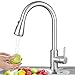 Grifo de Cocina, Grifo Cocina con Ducha Extraible 3 Vias Giratorio de 360°para el Fregadero de Cocina Monomando Grifería, Acero Inoxidable Grifo de Cocina sin Plomo