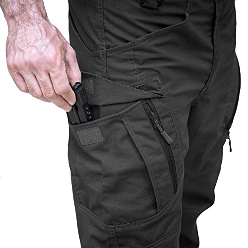 Carwornic Men's Outdoor Tactical Pants Rip-Stop Lightweight Stretch Military Cargo Work Hiking Pants Black #TOP3