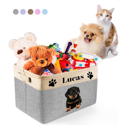 JeathFea Personalisierte Hundespielzeug - Name und Bild des Haustiers hinzufügen - Zum Aufbewahren von Hunde Katzen zubehör, Haustierbedarf - Faltbare Aufbewahrungsboxen