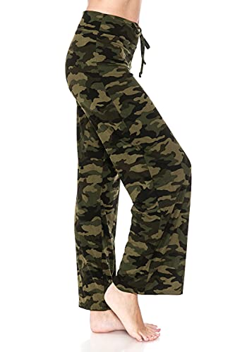 Image of Leggings Depot Women's Wide Leg Drawstring Pajama Pants for Lounge, Sleep | Soft, Breathable Poly-Span, Drawstring Waist, Comfy, Casual, Yoga, Everyday