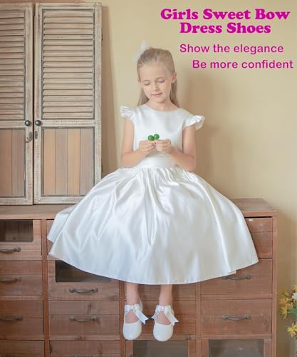 Image of PHIRAMIN Toddler Flower Girl Dress Shoes - Little Girl Mary Janes Flats Wedding