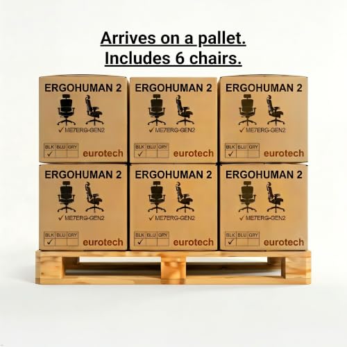 Image of Ergohuman ME7ERG GEN2 High Back Mesh Office Chair with Tilt Tension Control, Tilt Lock, Back Angle, Back Height, Synchro Tilt, Seat Height, Depth, and Arm Adjustments, Black, Pallet (Set of 6)