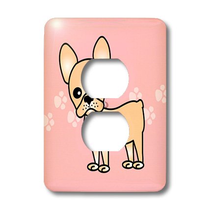 Bouledogue français rose double prise murale lsp_25323_6 plaque de finition décorative - 3