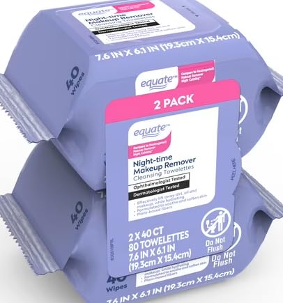 Equatee's Night-time Makeup Remover Towelettes, 40 sheets, 2 count (Pack of 1)