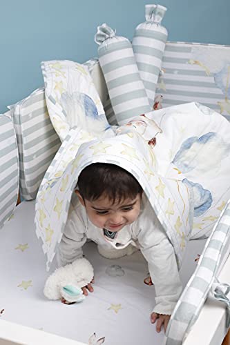 Image of Baby Jalebi Personalized Reversible Soft Organic Cotton Baby Blanket (Up in The Clouds, Initials inchT inch)