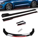 Evargc Universal Car Body Kit - Front Bumper Lip Spoiler Splitter Air Dam, Side Skirt Extensions, Rear Diffuser | Fits 69'-73' Wide Cars