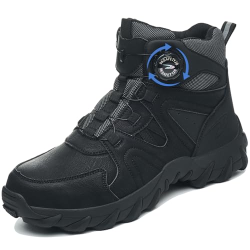 GUDECIUS Chaussures de Sécurité Hommes Femmes Légère Basket de sécurité Chaussures de Travail Embout en Acier Antidérapante Noir 43 EU
