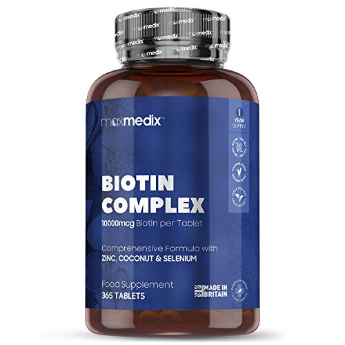 Biotine Complex - 10.000 mcg Haar Vitamine - 365 Vitamine B8 Tabletten - Ondersteunt haargroei, nagels en de huid